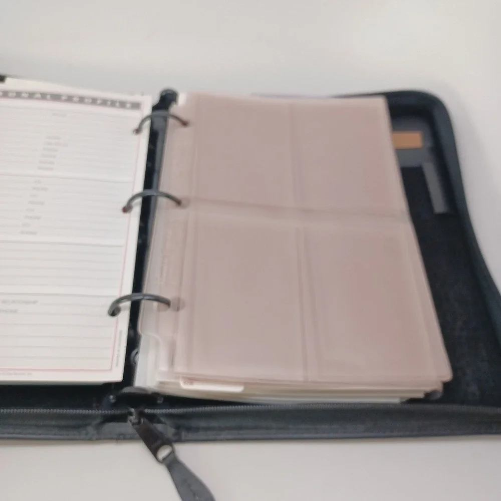 Day Runner Genuine Black‎ Leather Zip Around Organizer Binder Planner Business